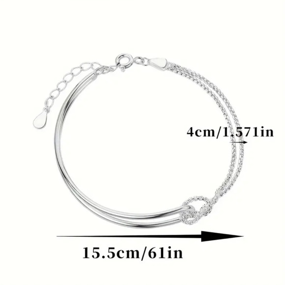 Silver Plated Double Knot Bracelet - Picture 3 of 3